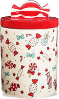 Christmas Cookie Jar with Lid, 9.4" Ceramic Candy Jar Canister, Ceramic Storage Jar Container, Decorative Xmas Cookie Container for Holiday Kitchen Counter Displays, Treats, and Gifts (Large)