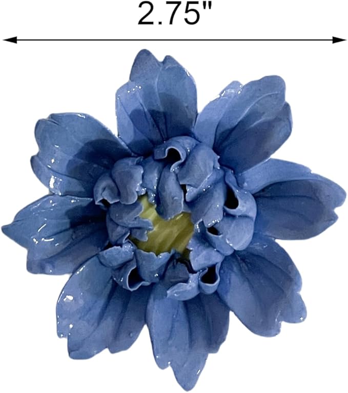 CEUYGT Handmade Ceramic Wall Flower Decor - Peony Home Wall Art, Perfect for Living Room, Bedroom, or Office Decoration (Dark blue, Small)