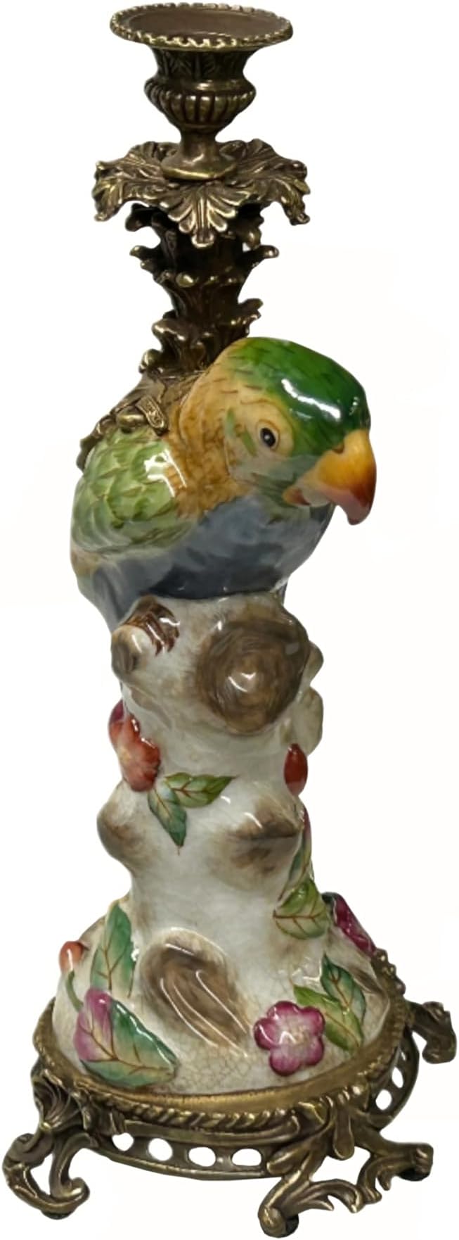 Vintage Handmade Ceramic Parrot Figure Candle Holder Aws4356