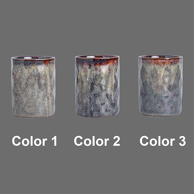 Utensil Holder, 7.25"+5.25" Ceramic Kitchen Utensil Holder for Countertop, Large Cooking Utensil Crocks Gift for Mother's Day, Home Kitchen Decor, Parties,Set of 2, Caramel Brown