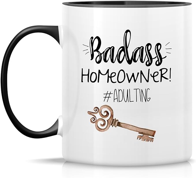 Retreez Funny Mug - Badass Homeowner Adulting Moved New House Gift Housewarming 11 Oz Ceramic Tea Coffee Mugs - Funny, Sarcasm, Sarcastic, birthday gifts - White Mug with Black Handle and Inner