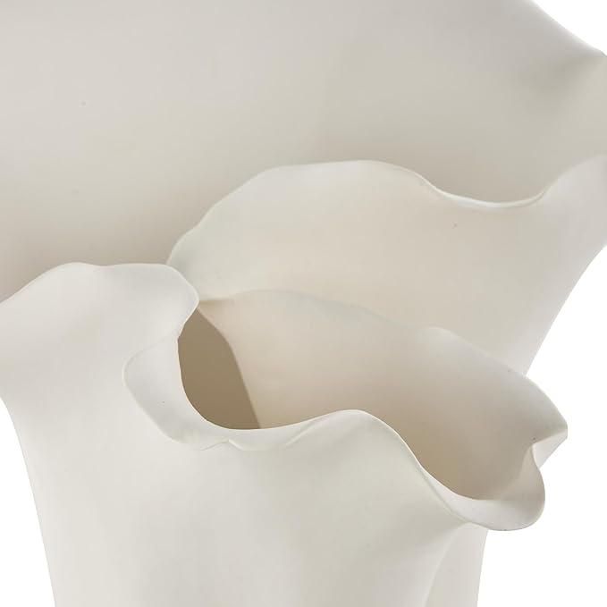 Deco 79 Ceramic Floral Decorative Vase, Abstract Floral Inspired Centerpiece, Flower Vase for Home Decoration, Cream, 10" x 10" x 10"