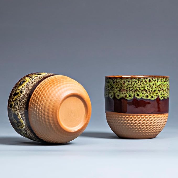 Japanese teacups set of four, Miso soup cups, Espresso cups Asian teacups without handles,tea set. Diameter 2.9in height 2.7, capacity: 6oz (4 in a group)