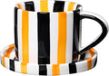 Espresso Cups Ceramic Coffee Mug Series European Striped Dot Coffee Cup And Saucer Mug Cake Plate Afternoon Tea Set Tea Cup And Saucer,Yellowblack