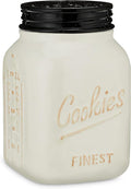 Young's Inc. Ceramic Cookie Jar - Cute Kitchen Counter Storage Canister with Lid - Perfect for Cookies, Coffee, Tea, Candy, Dog Treats, and More - Cookies Finest - Black, White