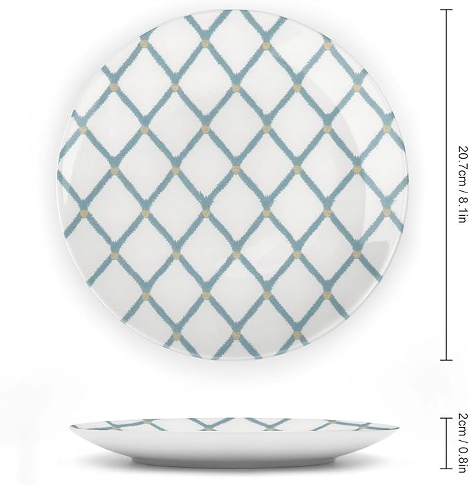 Teal Pineapple Geometric Vintage Plates Decor for Art Decoration Household Wall Personalized Holiday Idea Gifts Ceramic Salad Plates Including Bracket And Special Hook, Multi Sizes by Choosing