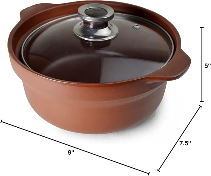Shaguo Bowl Casserole Pot Clay Stone for Cooking Dolsot Bibimbap Soup Exclusive Range Unglazed Earthen (glass lid)