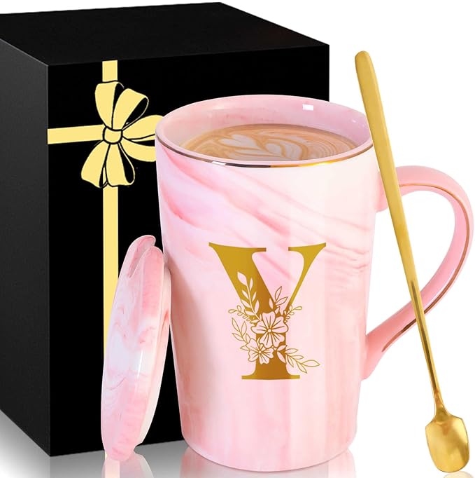 MNZZ Personalized Ceramic Coffee Mug with Lid Tea Cup Women Men Teacher Gifts Female Male Best New Appreciation Thank you Favorite Good Goodbye Retirement Friends Social Student Bestie,Y