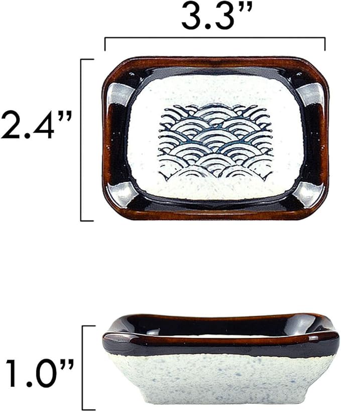 Artcome 8 Piece Japanese Style Ceramic Sushi Plate Dinnerware Set for Wedding Housewarming - 2 Sushi Plates, 2 Sauce Dishes, 2 Pairs of Chopsticks, 2 Chopsticks Holders