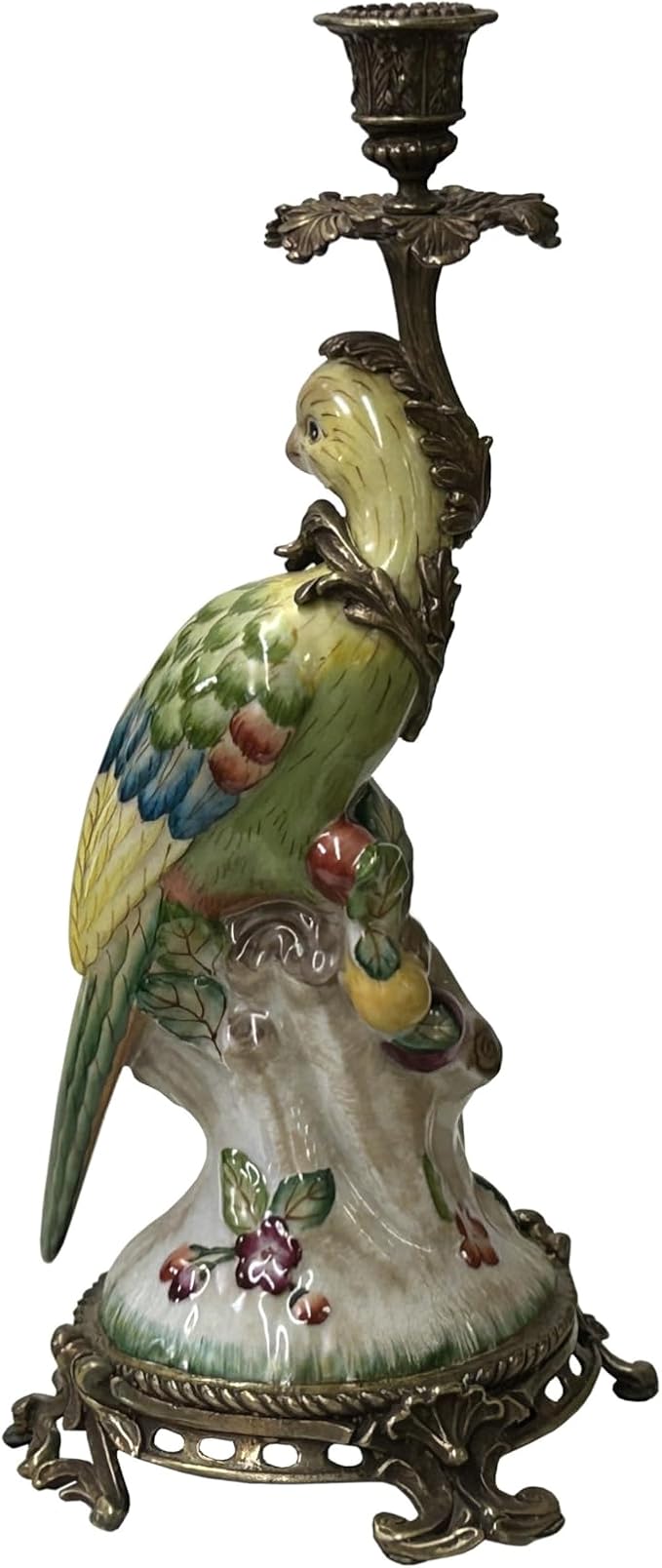 Vintage Handmade Ceramic Parrot Figure Candelabras Candle Holder Aws3885