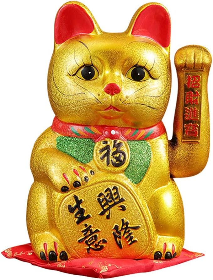 Luck Cat-Waving Arm Cat 7 Inches Gold Business is Booming Lucky Cat Opening Gifts,Chinese Feng Shui Deoration Cat for Home Office for Home Office