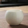 MQjzsh Ru Kiln/Ge Kiln Combination, Handmade Tea Bowl, Tea Set, 4 piece set，140ml/4.9oz, suitable as a gift for mom and dad, office, family, party and various occasions (white)
