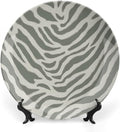 Tiger Stripes Cream Muted Beige China Plates of 6", 7", 9", 10", Custom Ceramic Dinner Plate, Table Office Decorations Club, with Vertical Stand