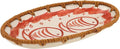 Rattan Ceramic Tray, Oval Fruit/Bread/Cookie/Jewelry Small Storage Porcelain Serving Plate, Vintage Decorative Display Plate for Coffee Table Home Decor Wedding Party Gift (Red Fish)