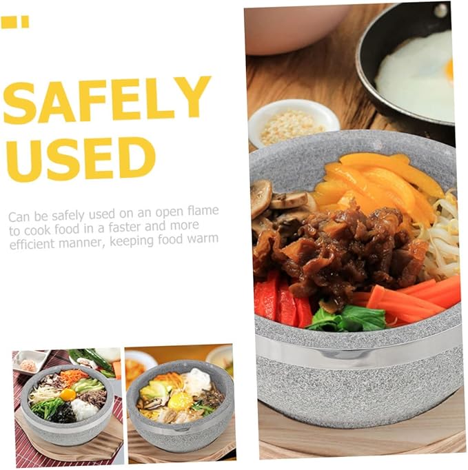 Unomor Korean Stone Pot for Bibimbap Cooking Pot Natural Stone Bowl for Stew and Soup Dolsot Design for Household Use Elegant and Functional Cookware