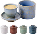 TEATALK Ceramic French Butter Crock - Vintage Relief Pattern Butter Keeper with Water Seal, 6.7oz Sky Blue Butter Dish for Fresh Spreadable Butter, Farmhouse Kitchen Decor & Gift
