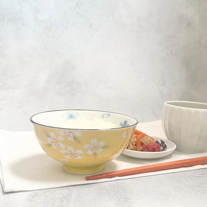 Mino ware Rice bowl Gohan 4.52x2.36inch Cherryblossom pattern,Made in Japan,set of 2