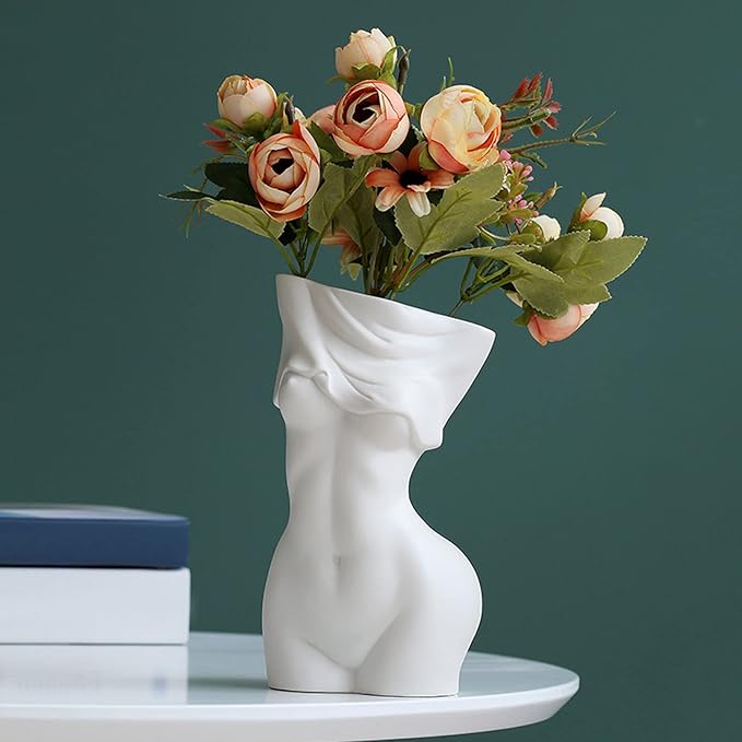 AETVRNI Female Body Vase for Boho Home Decor centerpieces White Ceramic Butt Vase for Bathroom Decor,A