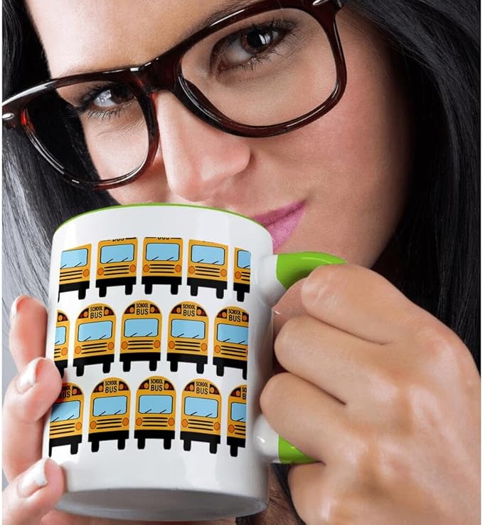 3dRose School Bus 11oz Two-Tone Green Mug