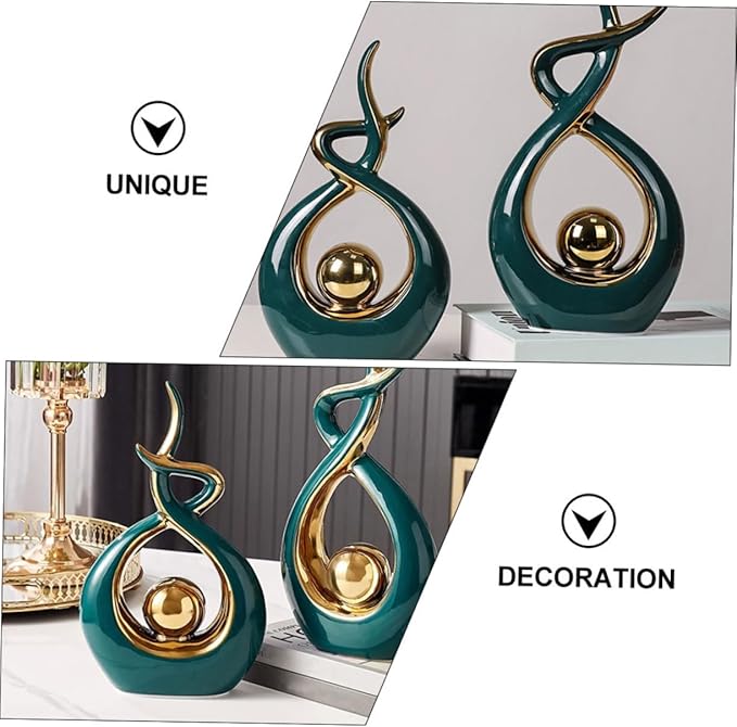 Happyyami Ceramic Abstract Art Sculpture for Living and Dining Decoration Decor and Unique Design Centerpiece for Tabletop Shelf