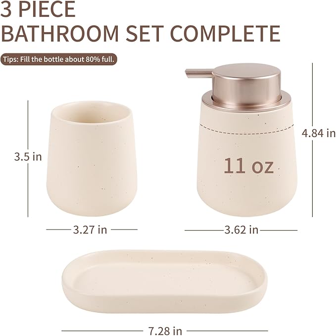 BosilunLife Bathroom Accessories Set 3 pcs (Apricot-Foam)