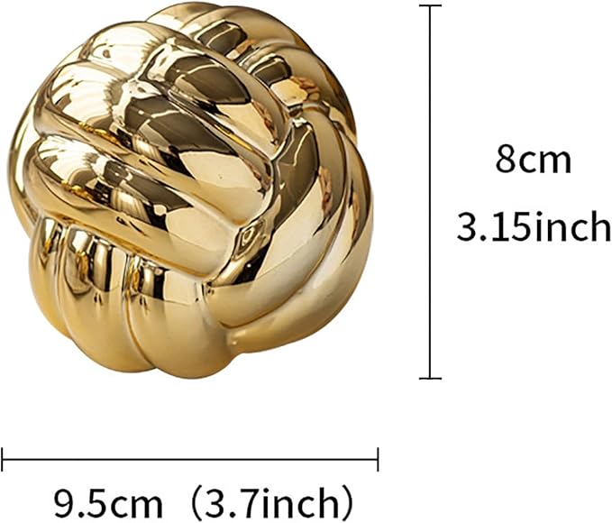 Hotfiary Small Ceramic Knot Statues Gold Home Decor, Modern Style Figurine Decorative Ball Ornaments, Sculpture Aesthetic Decor for Living Room, Bedroom, Apartment, Bookshelf, Office, Cabinets