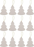 Creative Hobbies Ready to Paint DIY Ceramic Bisque Tree Shape Ornaments with Hanger for Christmas Tree and Holiday Decoration | Pack of 12