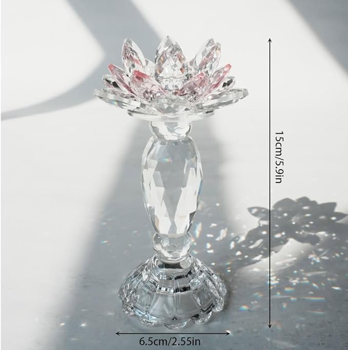 Crystal Lotus Candle Holder - Elegant Handcrafted Home Decor for Candles(Blue)
