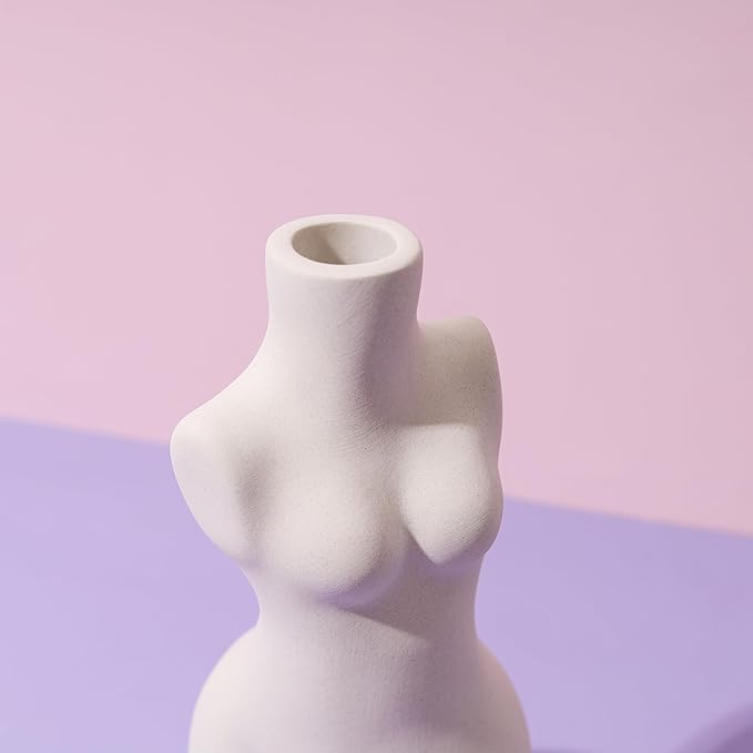Elegant Female Torso Ceramic Vase – Modern Minimalist Body Sculpture for Home & Office Décor – Stylish Art Piece for Floral Arrangements, Dried Flowers, or Standalone Accent Decoration.