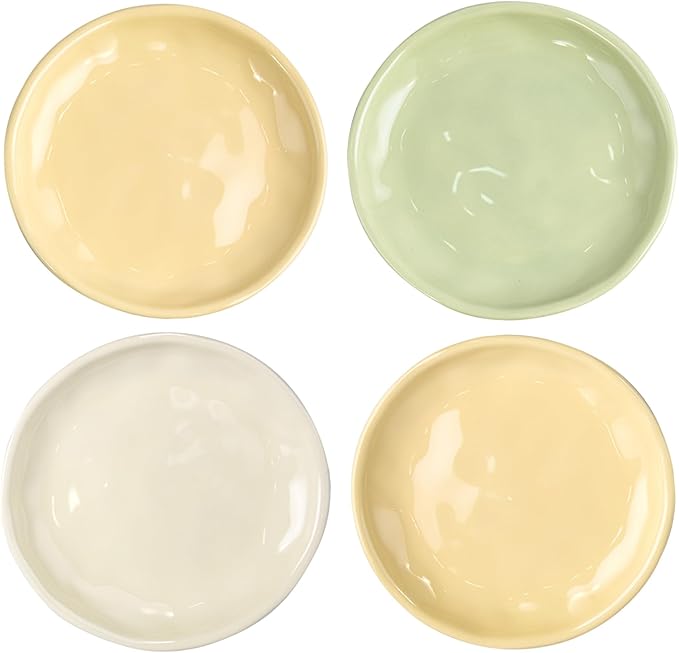 6 Inch Ceramic Appetizer Plates, Small Dinner Plates for Portion Control, Multi-Use for Desserts, Salads, Snacks, Microwave & Dishwasher Safe (4)