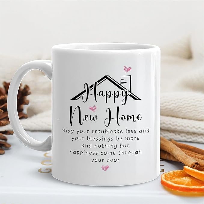 House Warming Gifts New Home Mug, Happy New Home Coffee Cup Ceramic, Housewarming Gifts for Women Men Ceramic Coffee Tea Mug 11 oz