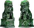 Handmade Ceramic Animal Statue Ceramic Lions Pair Home Decorations Asian Art Desktop Feng Shui Ornaments Dark Green