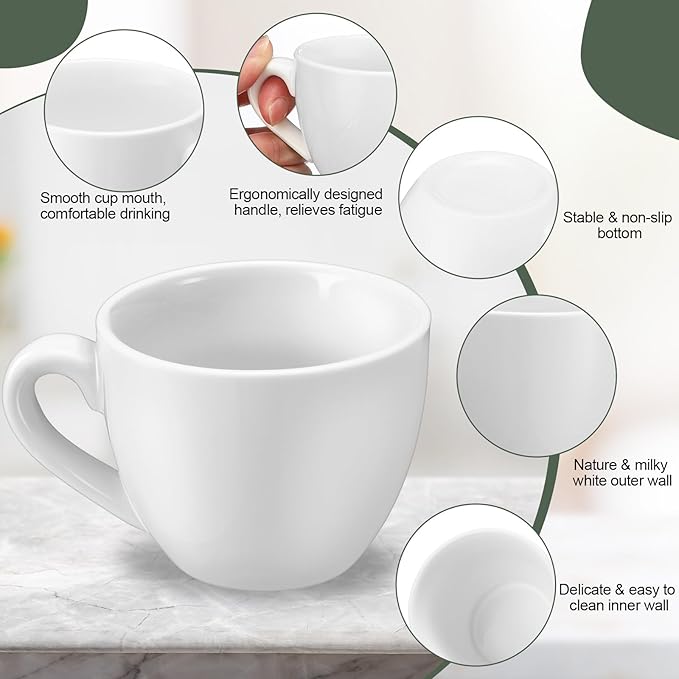 16 Pcs 3 oz Porcelain Espresso Cup Set White Tiny Ceramic Coffee & Tea Mugs for Cafes Offices Homes and Restaurants