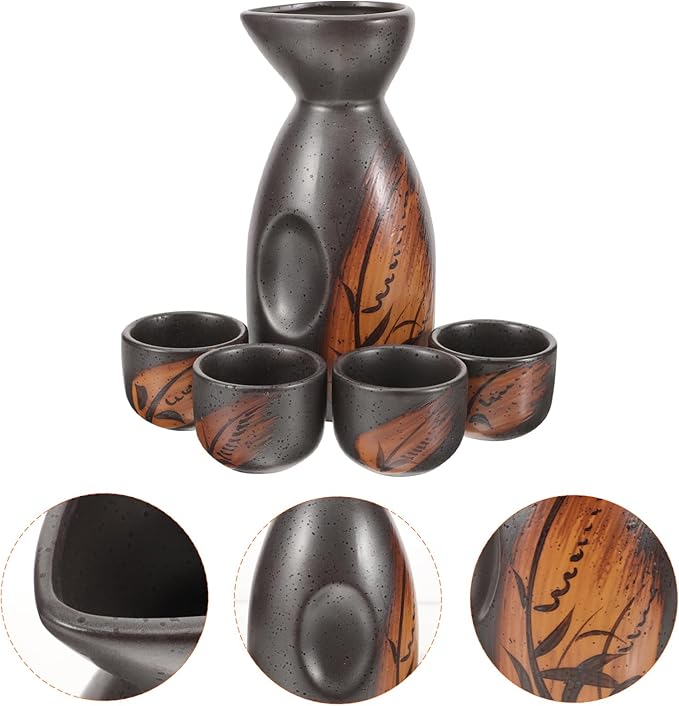 VALICLUD 1 Set Ceramic Sake Set Traditional Japanese Sake Kettle Cups Pottery Dishwasher for Home and Bar Entertaining for Pottery Lovers