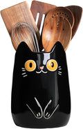 SOCOSY Black Cat Ceramic Kitchen Utensil Holder For Countertop, Cooking Utensil Crock Holder Spatula Holder