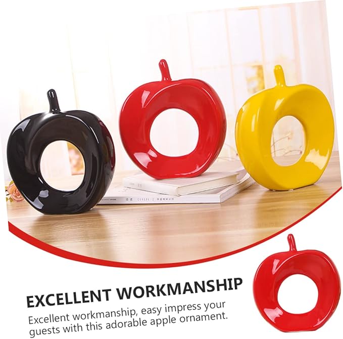 Ceramic Apple Figurine Handmade Decorative Statue for Home and Office Desktop Decor Adorable Red Apple Ornament for Room and Living Room Holidays