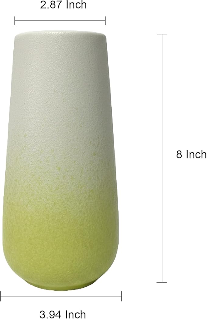8 Inch Vase Ceramic Vase, Mini Bud Vases for Centerpieces, Bouquet, Plants, Pampas Grass, Bathroom, Tables, Entryway, Dinning Table, Shelf, Kitchen, Office, Coffee Home Decor (Gradient Green)