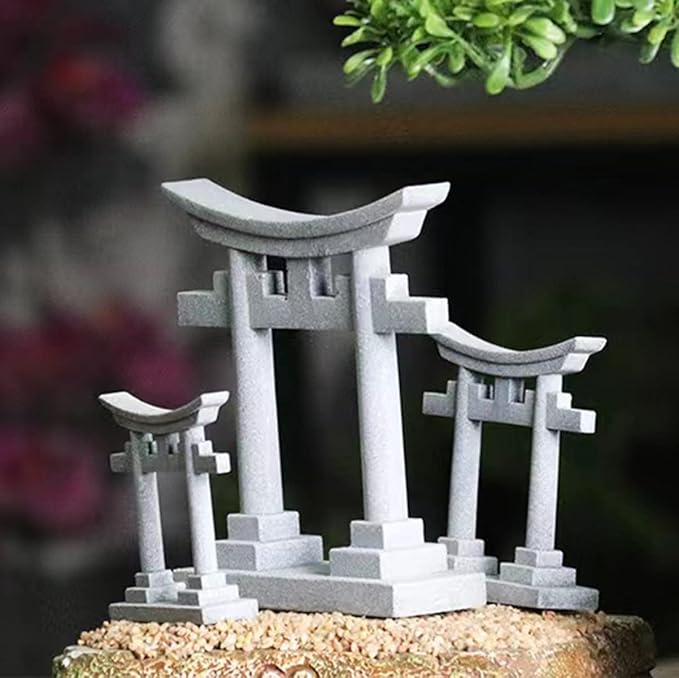 livelyfish Aquarium Decorations Asian Japanese Shinto Torii Gate Fish Tank Decorations Miniature Shrine Japan Style Ornament Underwater Landscape Decoration (X-Large)