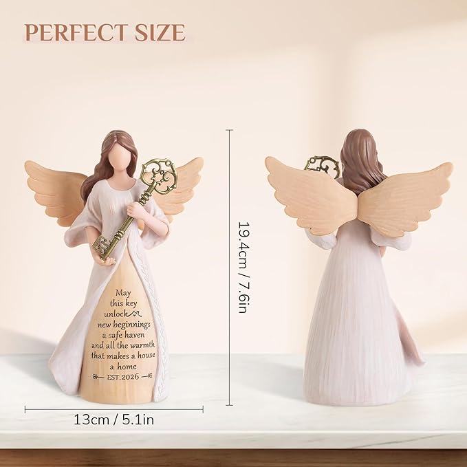 Housewarming Gifts New Home: House Warming Gift for Women Friend Homeowner - Guardian Angel Figurines for New Apartment Party Decorations Entryway Table Decor Ideas