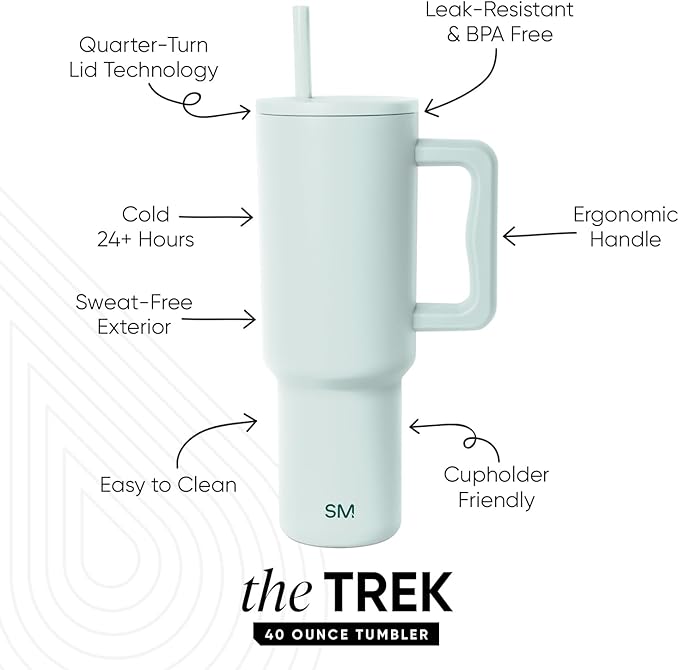 Simple Modern Holiday Bluey 40 oz Trek Tumbler with Handle and Straw Lid | Cup Holder Friendly Insulated Stainless Steel Travel Mug | Bluey Christmas Morning