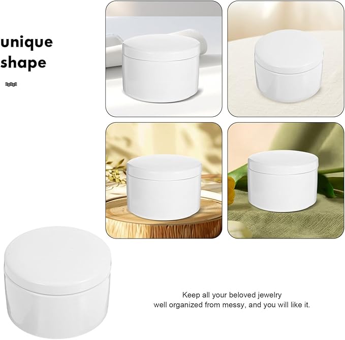 STOBAZA 3 Inch White Ceramic Jewelry Box with Lid, Small Round Porcelain Trinket Dish for Ring Earring, Minimalist Organizer Container for Vanity, DIY Paintable Favor for Wedding Valentine