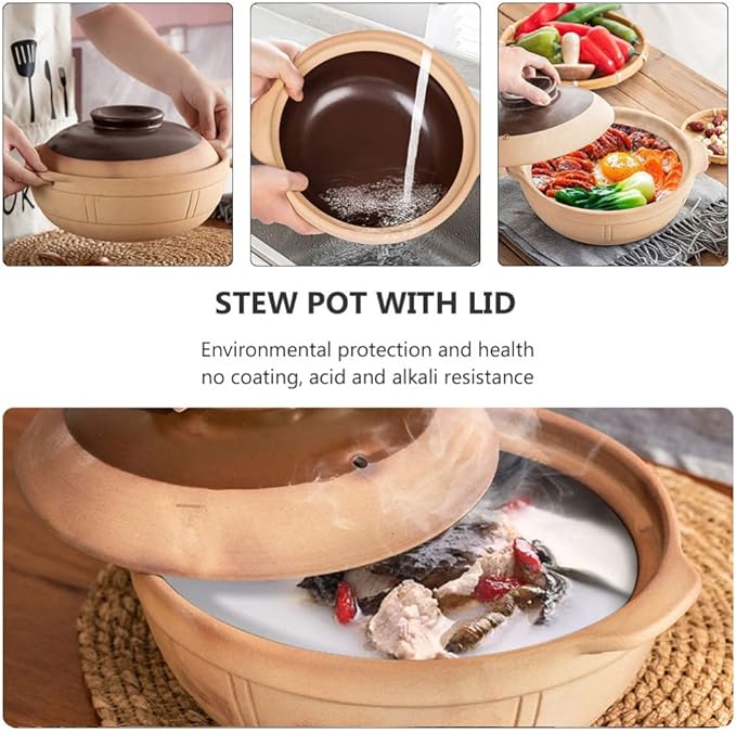 Large Ceramic Bowls, 1 Pc ceramic casserole boiling pot Porcelain Hot Pot Pot korean stone pot Oven enamelware cookware - Soup Pot induction ceramics -20.5X20.5X7CM(18.5X18.5X7CM)