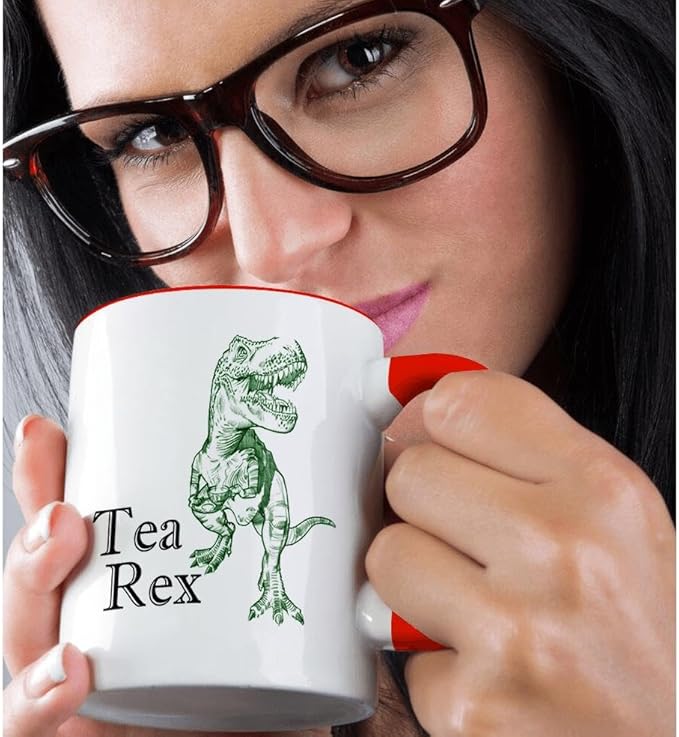 3dRose Tea Rex. 15oz Two-Tone Red Mug