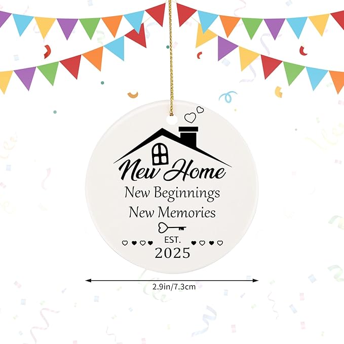 House Warming Gifts New Home, New Home Ceramic Hanging Ornament 2025 for Couples, First House Gift Ideas for Owners, Housewarming Christmas Keepsake Moving in Gift Hanging Plaque