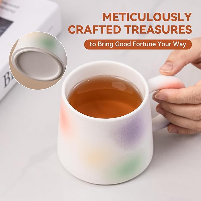 Ceramic Coffee Mug 11.6oz – Unique Artisan Ceramic Mug with Ergonomic Handle, Aesthetic Coffee Cup for Home & Office, Microwave Safe Gift Mug for Yourself or Friends