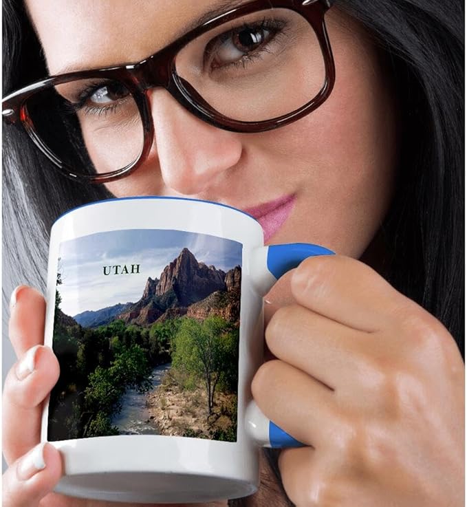 3dRose Utahs Zion National Park 15oz Two-Tone Blue Mug