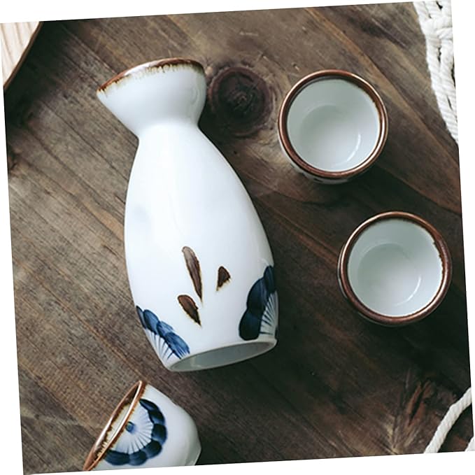ABOOFAN 2pcs Traditional Japanese Tea Cup Hand Painted Floral Design Glazed Ceramic Sake Cup for Korean Restaurant