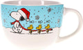Silver Buffalo Peanuts Snoopy and Woodstock Holiday Ceramic Soup Mug Bowl With Handle For Ice Cream, Cereal, Beverages | Holds 24 Ounces