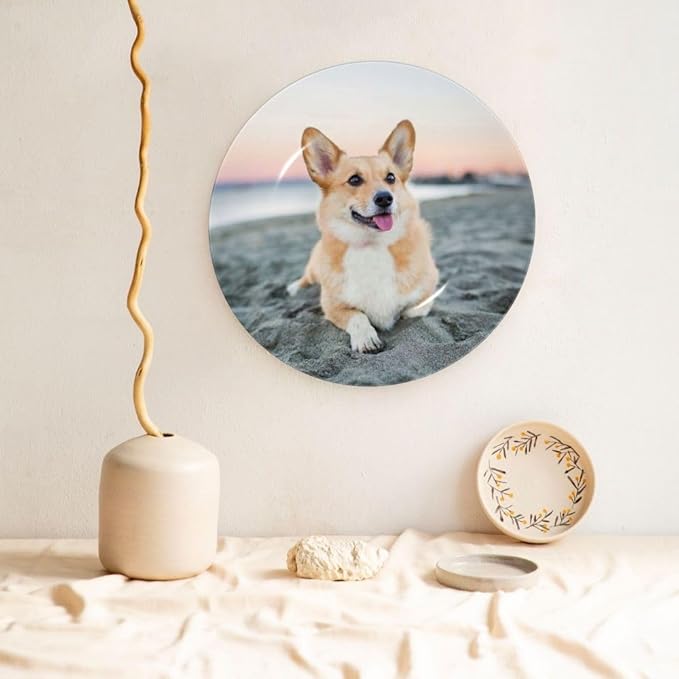 Custom Photo Ceramic Decorative Plate, Wobble-Plate Dishes with Display Stand, Handmade Ceramic Ornament, for Wall Hanging Living Room Bathroom Decor Gift, White-6 In