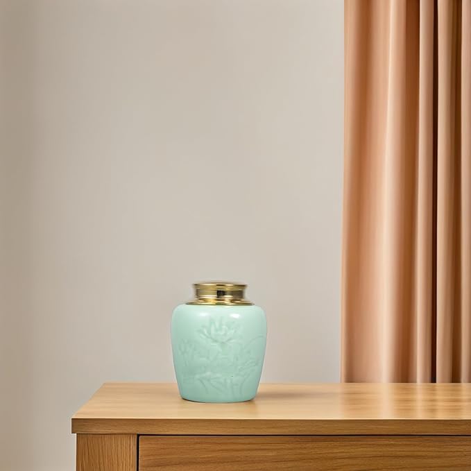 IMIKEYA Ceramic Tea Canister with Lid Vintage Asian Style Airtight Household Kitchen Storage Jar for Loose Leaf Tea